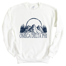 Load image into Gallery viewer, Omega Delta Phi Epic Mountains Sweatshirt - Fraternity Crewneck Sweatshirt - Kite and Crest