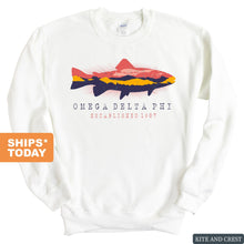 Load image into Gallery viewer, Omega Delta Phi Fishing Sweatshirt - Fraternity Crewneck Sweatshirt - Kite and Crest