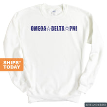 Load image into Gallery viewer, Omega Delta Phi Fraternal Star Sweatshirt - Fraternity Crewneck Sweatshirt - Kite and Crest