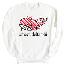 Load image into Gallery viewer, Omega Delta Phi Red Whale Sweatshirt - Fraternity Crewneck Sweatshirt - Kite and Crest