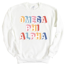 Load image into Gallery viewer, Omega Phi Alpha Retro Crewneck Sweatshirt - Kite and Crest