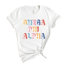 Load image into Gallery viewer, Omega Phi Alpha Retro T-shirt - Kite and Crest
