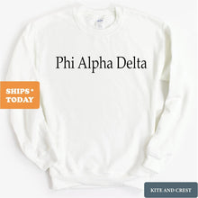 Load image into Gallery viewer, Phi Alpha Delta Clean and Simple Sweatshirt - Fraternity Crewneck Sweatshirt - Kite and Crest