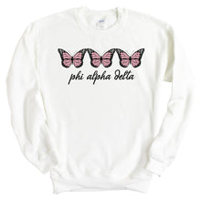 Load image into Gallery viewer, Phi Alpha Delta Trendy Butterfly Sweatshirt - Fraternity Crewneck Sweatshirt - Kite and Crest
