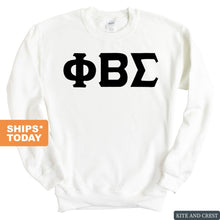 Load image into Gallery viewer, Phi Beta Sigma Basic Black Letters Sweatshirt - Fraternity Crewneck Sweatshirt - Kite and Crest
