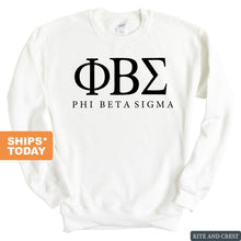 Load image into Gallery viewer, Phi Beta Sigma Block Letter Sweatshirt - Fraternity Crewneck Sweatshirt - Kite and Crest