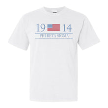 Load image into Gallery viewer, Phi Beta Sigma Flag Year Comfort Colors T-Shirt - Fraternity Tee - Kite and Crest