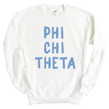 Load image into Gallery viewer, Phi Chi Theta Blue Cotton Candy Sweatshirt - Fraternity Crewneck Sweatshirt - Kite and Crest