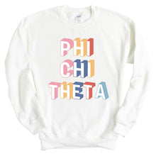 Load image into Gallery viewer, Phi Chi Theta Colorful 3D Sweatshirt - Fraternity Crewneck Sweatshirt - Kite and Crest