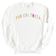 Load image into Gallery viewer, Phi Chi Theta Greek Rainbow Sweatshirt - Fraternity Crewneck Sweatshirt - Kite and Crest