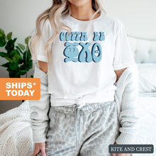 Load image into Gallery viewer, Phi Chi Theta Happy to be Comfort Colors T-Shirt - Kite and Crest