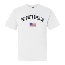 Load image into Gallery viewer, Phi Delta Epsilon Traditional Flag Comfort Colors T-Shirt - Kite and Crest