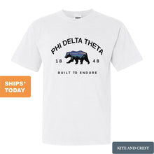 Load image into Gallery viewer, Phi Delta Theta Comfort Colors T-Shirt - Phi Delt Fraternal Bear Shirt - Kite and Crest
