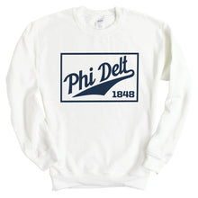 Load image into Gallery viewer, Phi Delta Theta Sweatshirt - Phi Delt Baseball Boxed Crewneck Sweatshirt - Kite and Crest