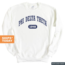 Load image into Gallery viewer, Phi Delta Theta Sweatshirt - Phi Delt Fraternal Arch Crewneck Sweatshirt - Kite and Crest