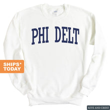 Load image into Gallery viewer, Phi Delta Theta Sweatshirt - Phi Delt Intrinsic Lettered Crewneck Sweatshirt - Kite and Crest