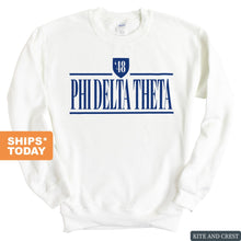 Load image into Gallery viewer, Phi Delta Theta Sweatshirt - Phi Delt Shield Crewneck Sweatshirt - Kite and Crest