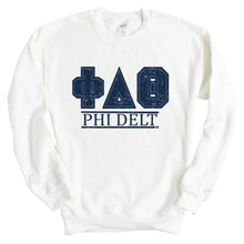 Load image into Gallery viewer, Phi Delta Theta Sweatshirt - Phi Delt Washed Letters Crewneck Sweatshirt - Kite and Crest