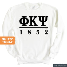 Load image into Gallery viewer, Phi Kappa Psi Sweatshirt - Phi Psi Black Letters Crewneck Sweatshirt - Kite and Crest