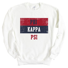 Load image into Gallery viewer, Phi Kappa Psi Sweatshirt - Phi Psi Colorful Stripe Crewneck Sweatshirt - Kite and Crest