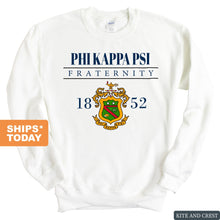 Load image into Gallery viewer, Phi Kappa Psi Sweatshirt - Phi Psi Large Crest Crewneck Sweatshirt - Kite and Crest