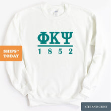 Load image into Gallery viewer, Phi Kappa Psi Sweatshirt - Phi Psi Lettered Basic Crewneck Sweatshirt - Kite and Crest