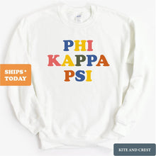Load image into Gallery viewer, Phi Kappa Psi Sweatshirt - Phi Psi Retro Letters Crewneck Sweatshirt - Kite and Crest