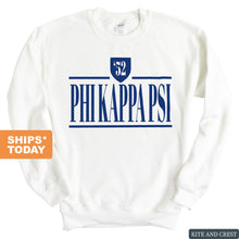 Load image into Gallery viewer, Phi Kappa Psi Sweatshirt - Phi Psi Shield Crewneck Sweatshirt - Kite and Crest