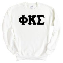 Load image into Gallery viewer, Phi Kappa Sigma Basic Black Letters Sweatshirt - Fraternity Crewneck Sweatshirt - Kite and Crest