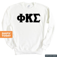 Load image into Gallery viewer, Phi Kappa Sigma Basic Black Letters Sweatshirt - Fraternity Crewneck Sweatshirt - Kite and Crest
