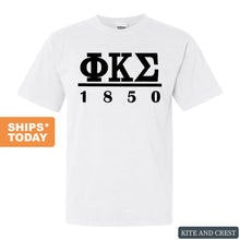 Load image into Gallery viewer, Phi Kappa Sigma Black Letter Comfort Colors T-Shirt - Fraternity Tee - Kite and Crest