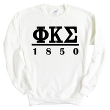 Load image into Gallery viewer, Phi Kappa Sigma Black Letter Sweatshirt - Fraternity Crewneck Sweatshirt - Kite and Crest