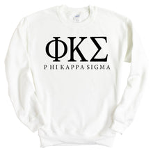 Load image into Gallery viewer, Phi Kappa Sigma Block Letter Sweatshirt - Fraternity Crewneck Sweatshirt - Kite and Crest