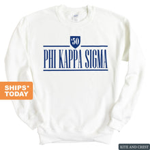 Load image into Gallery viewer, Phi Kappa Sigma Shield Sweatshirt - Fraternity Crewneck Sweatshirt - Kite and Crest