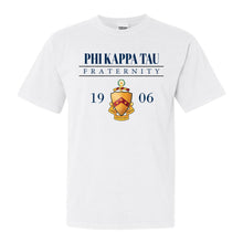 Load image into Gallery viewer, Phi Kappa Tau Comfort Colors T-Shirt - Phi Tau Large Crest Shirt - Kite and Crest