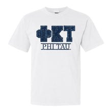 Load image into Gallery viewer, Phi Kappa Tau Comfort Colors T-Shirt - Phi Tau Washed Letters Shirt - Kite and Crest