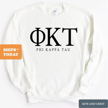 Load image into Gallery viewer, Phi Kappa Tau Sweatshirt - Phi Tau Fraternal Block Crewneck Sweatshirt - Kite and Crest