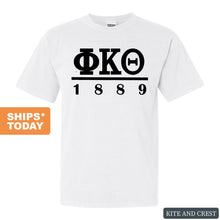 Load image into Gallery viewer, Phi Kappa Theta Black Letter Comfort Colors T-Shirt - Fraternity Tee - Kite and Crest
