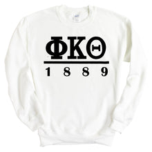 Load image into Gallery viewer, Phi Kappa Theta Black Letter Sweatshirt - Fraternity Crewneck Sweatshirt - Kite and Crest