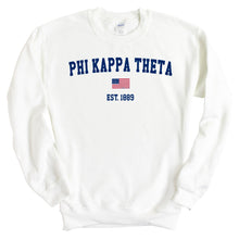 Load image into Gallery viewer, Phi Kappa Theta USA Flag Sweatshirt - Fraternity Crewneck Sweatshirt - Kite and Crest