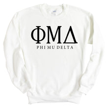 Load image into Gallery viewer, Phi Mu Delta Block Letter Sweatshirt - Fraternity Crewneck Sweatshirt - Kite and Crest