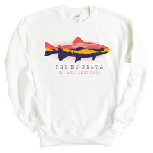 Load image into Gallery viewer, Phi Mu Delta Fishing Sweatshirt - Fraternity Crewneck Sweatshirt - Kite and Crest