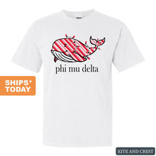 Load image into Gallery viewer, Phi Mu Delta Red Whale Comfort Colors T-Shirt - Fraternity Tee - Kite and Crest