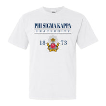 Load image into Gallery viewer, Phi Sigma Kappa Comfort Colors T-Shirt - Phi Sig Large Crest Shirt - Kite and Crest