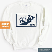 Load image into Gallery viewer, Phi Sigma Kappa Sweatshirt - Phi Sig Baseball Boxed Crewneck Sweatshirt - Kite and Crest