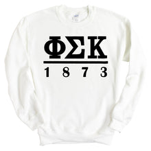 Load image into Gallery viewer, Phi Sigma Kappa Sweatshirt - Phi Sig Black Letters Crewneck Sweatshirt - Kite and Crest