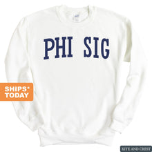 Load image into Gallery viewer, Phi Sigma Kappa Sweatshirt - Phi Sig Intrinsic Lettered Crewneck Sweatshirt - Kite and Crest