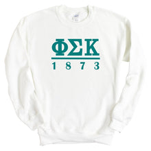 Load image into Gallery viewer, Phi Sigma Kappa Sweatshirt - Phi Sig Lettered Basic Crewneck Sweatshirt - Kite and Crest