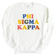 Load image into Gallery viewer, Phi Sigma Kappa Sweatshirt - Phi Sig Retro Letters Crewneck Sweatshirt - Kite and Crest