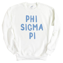 Load image into Gallery viewer, Phi Sigma Pi Blue Cotton Candy Sweatshirt - Fraternity Crewneck Sweatshirt - Kite and Crest